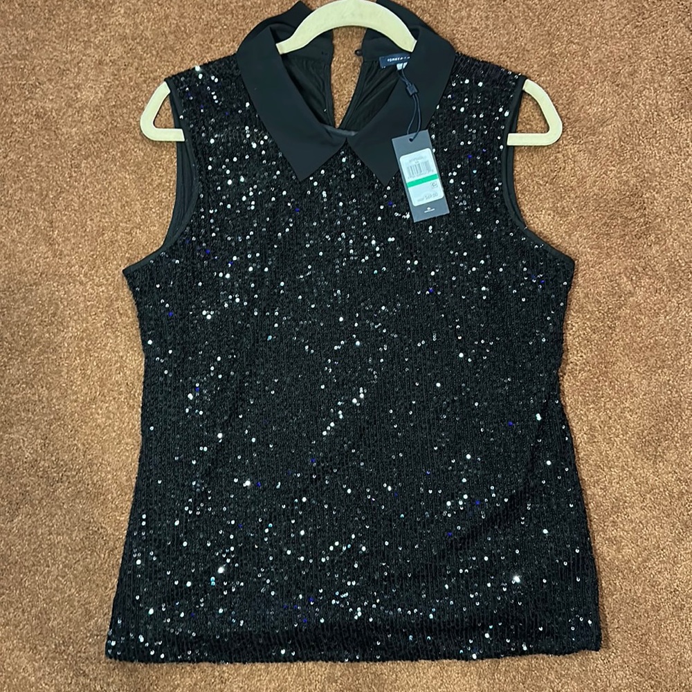NWT. Woman’s Tommy Hilfiger sequins vest in black. Size L.
